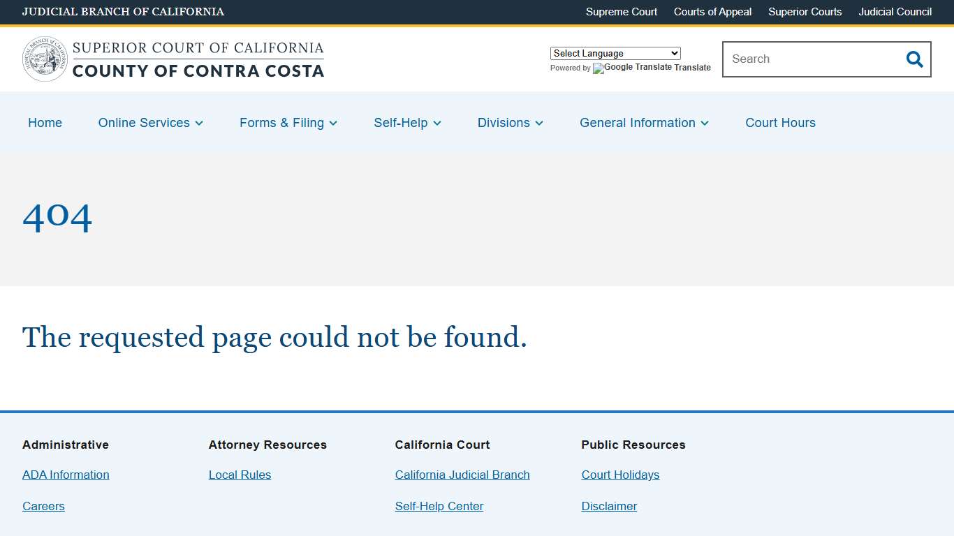 Page not found Superior Court of California County of Contra Costa